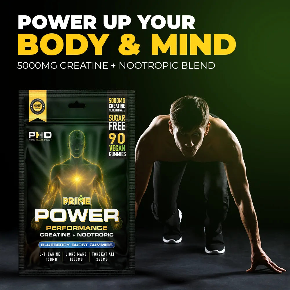 PRIME POWER™ — Strength for Your Body. Clarity for Your Mind. Energy for Your Day.  Blueberry Burst Gummies