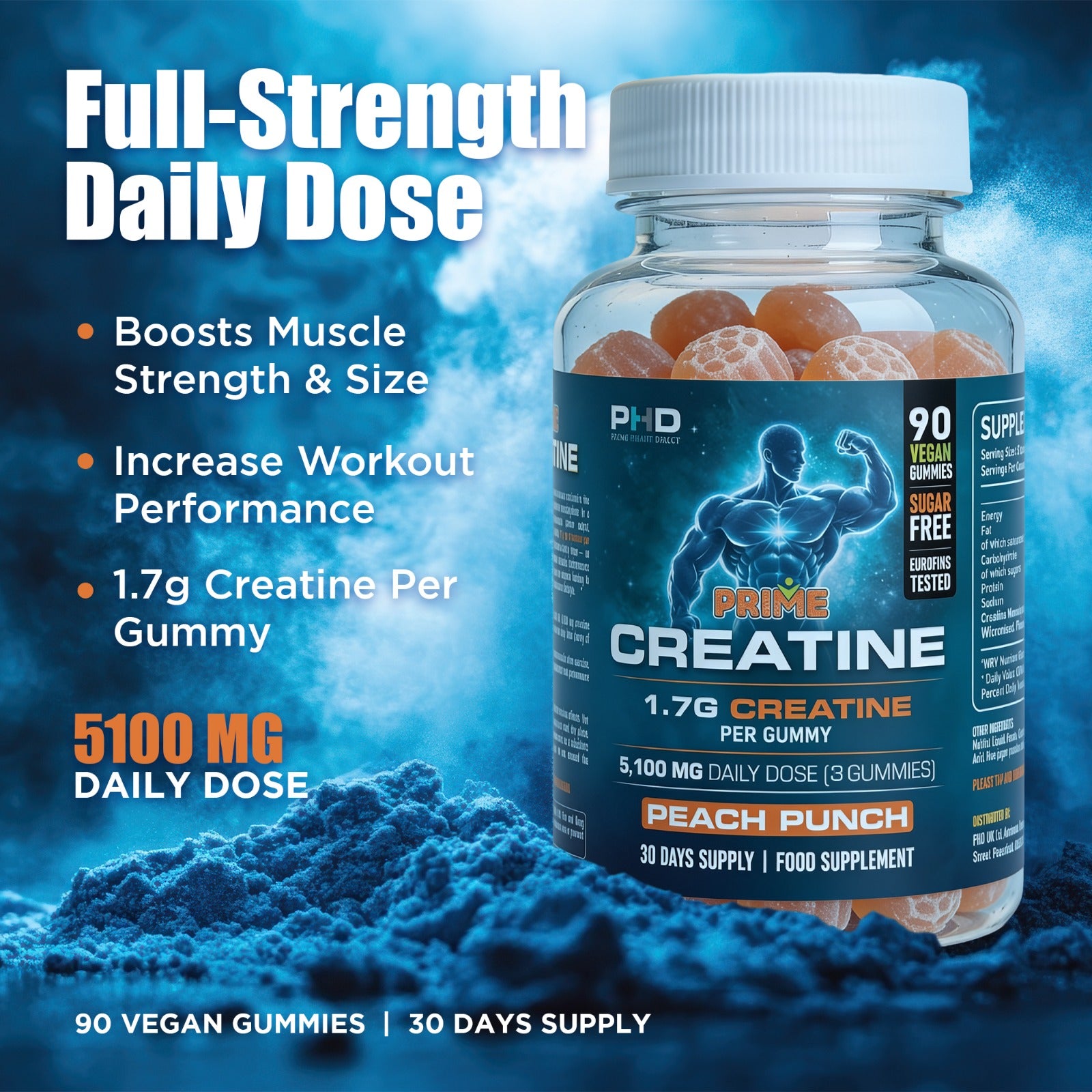 Prime Creatine™ Gummies – 1,700mg  Pure Micronised Creatine Per Gummy | 30 Day Supply